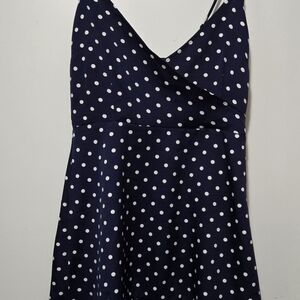JustFab Navy and White Polka Dot Dress